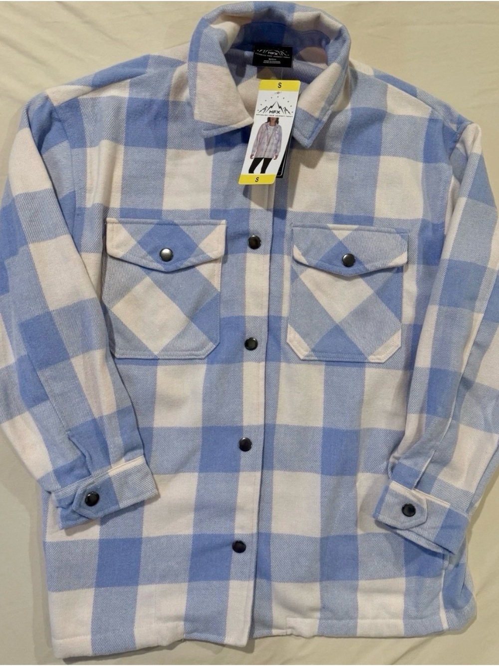 Light Blue & White Plaid Utility Jacket - Women's